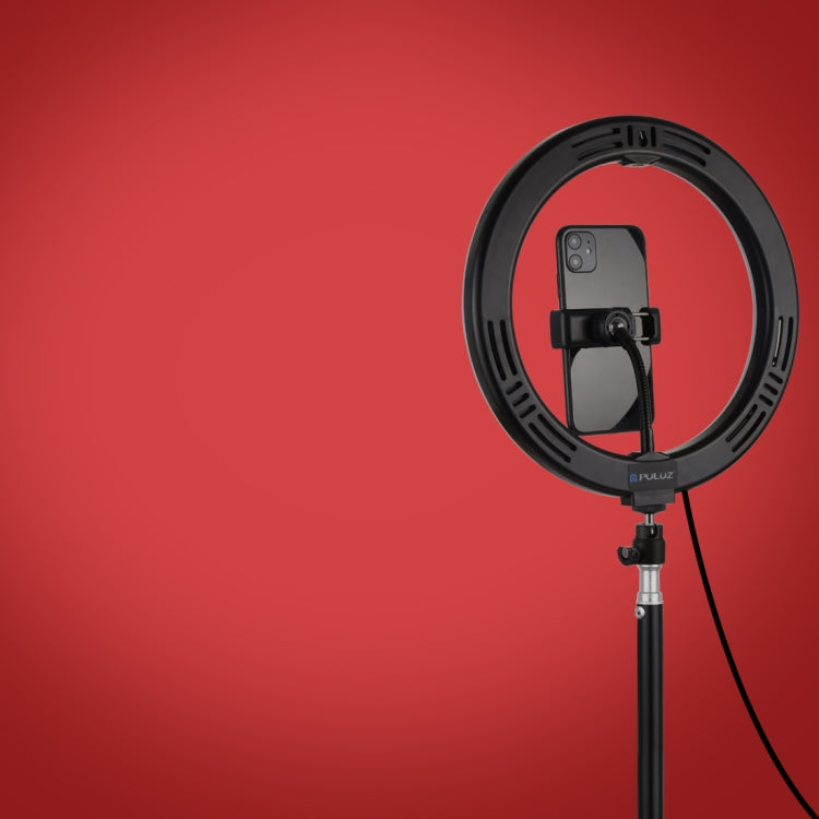 PULUZ 10.2 inch 26cm USB 10 Modes 8 Colors RGBW Dimmable LED Ring Vlogging Photography Video Lights with Cold Shoe Tripod Ball Head & Phone Clamp