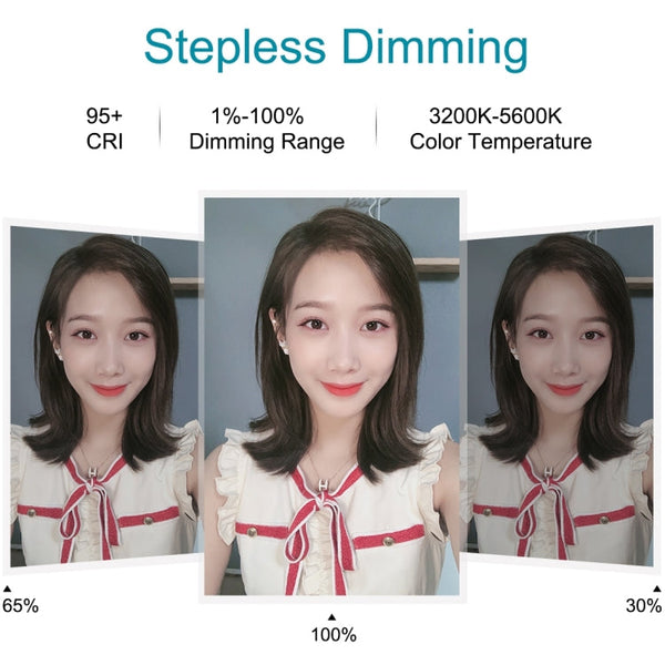 PULUZ 10.2 inch 26cm USB 3 Modes Dimmable Dual Color Temperature LED Curved Diffuse Light Ring Vlogging Selfie Photography Video Lights with Phone Clamp