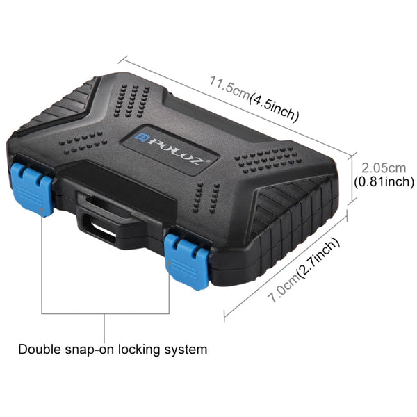 PULUZ 27 in 1 Memory Card Case for 4CF + 8SD + 9TF + 1Card PIN + 1Standard SIM + 2Micro-SIM + 2Nano-SIM