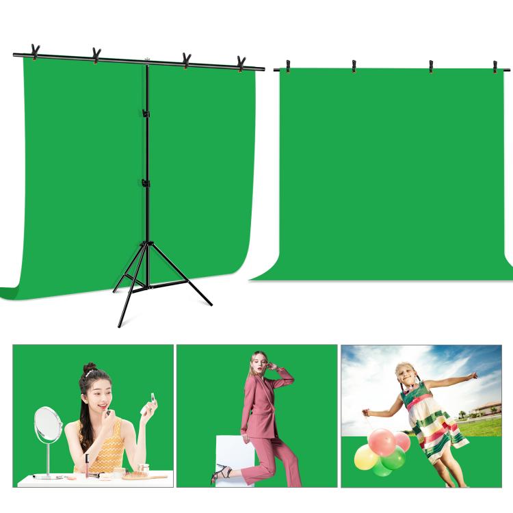 PULUZ 2x2m T-Shape Photo Studio Background Support Stand Backdrop Crossbar Bracket Kit with Clips