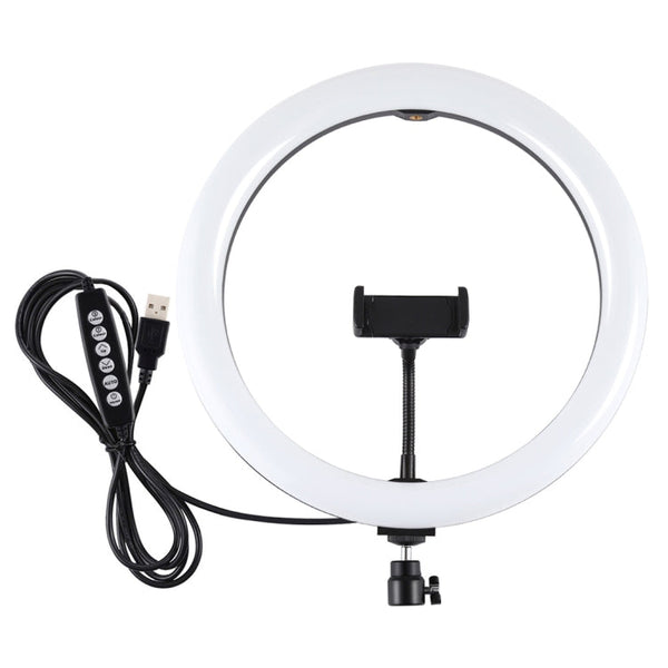 PULUZ 11.8 inch 30cm Curved Surface USB 10 Modes 8 Colors RGBW Dimmable LED Ring Vlogging Photography Video Lights with Tripod Ball Head & Phone Clamp