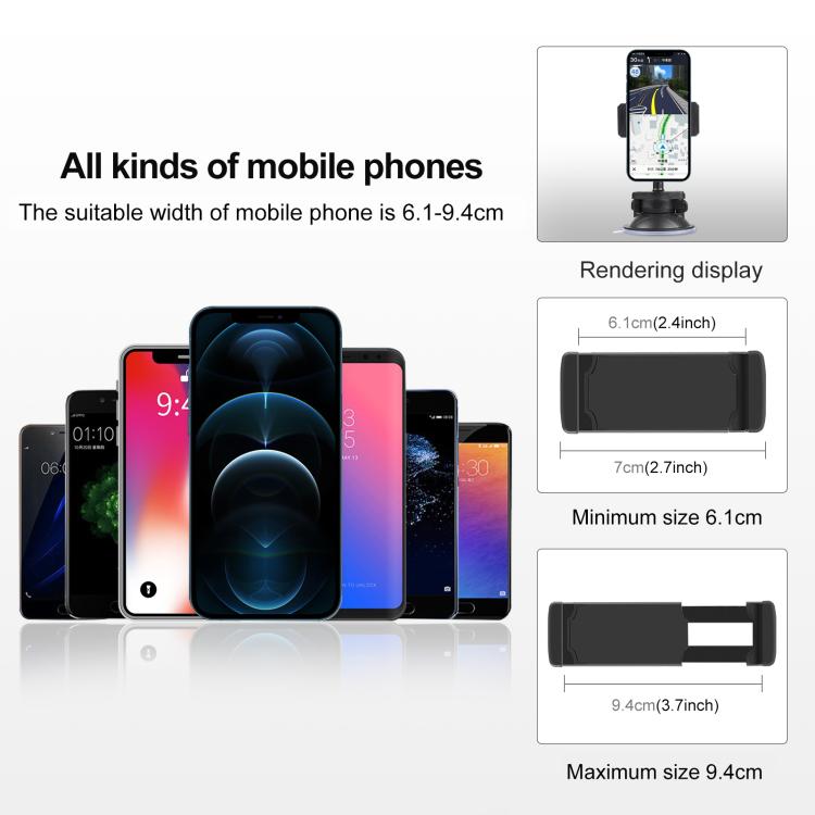 PULUZ 360 Degree Rotating Suction Cup Clamp Holder Bracket For iPhone, Galaxy, Huawei, Xiaomi, Sony, HTC, Google and other Smartphones