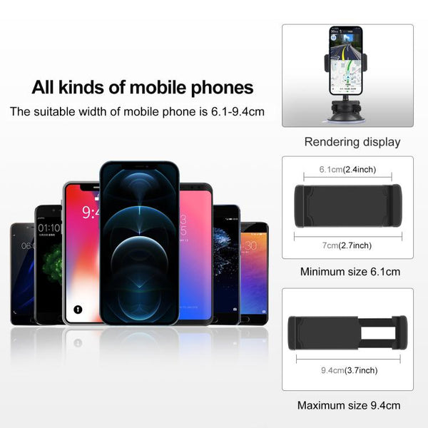 PULUZ 360 Degree Rotating Suction Cup Clamp Holder Bracket For iPhone, Galaxy, Huawei, Xiaomi, Sony, HTC, Google and other Smartphones