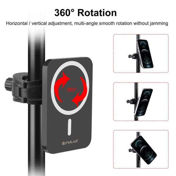 PULUZ 15W Magnetic Qi Wireless Charger Vlogging Phone Clamp Holder