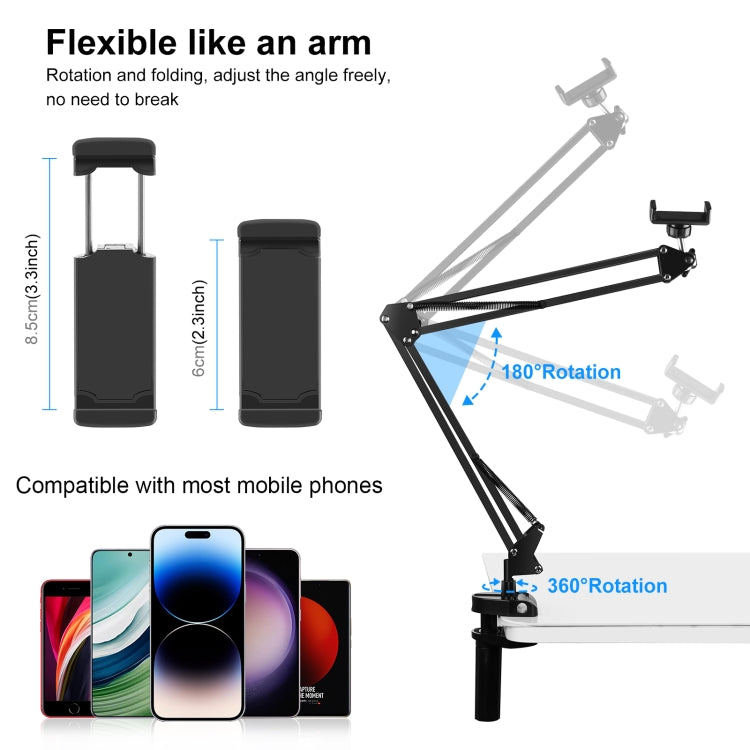 PULUZ Live Broadcast Desktop Articulating Arm Holderwith Phone Clamp