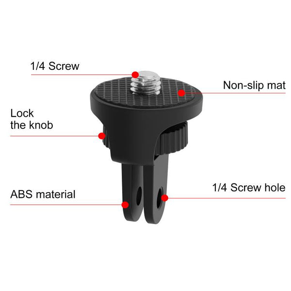 PULUZ 1/4 inch Screw Adjustable ABS Action Camera Tripod Adapter