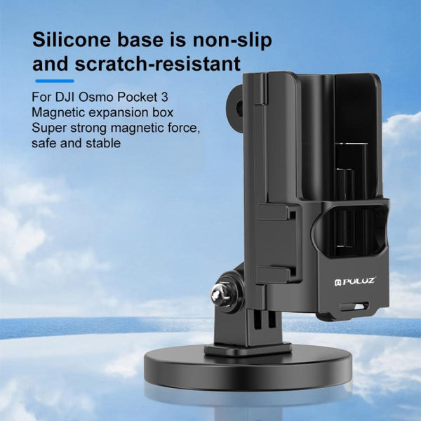 For DJI OSMO Pocket 3 PULUZ Protective Frame Magnetic Desktop Mount Angle Adjustable Base