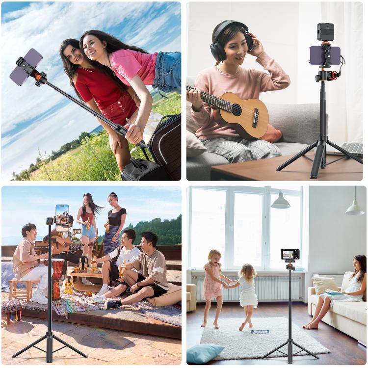 PULUZ 1.3m Phone Selfie Stick Tripod Vlog Live Streaming Holder with Phone Clip