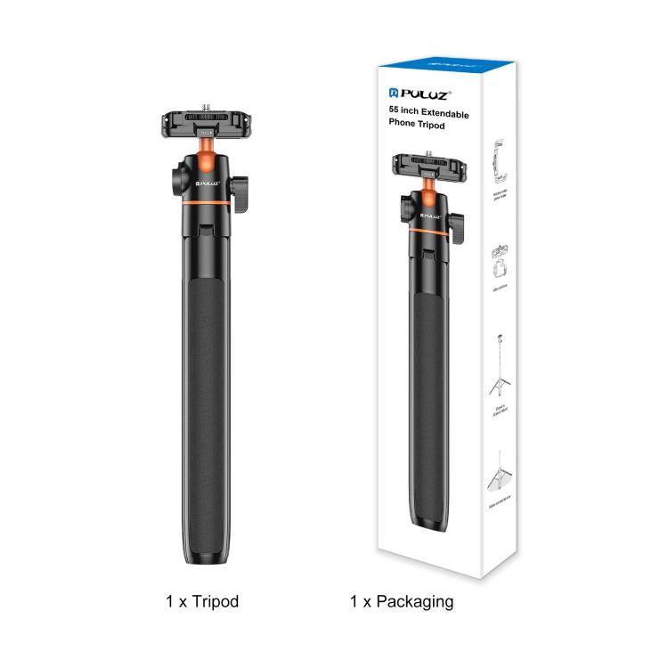 PULUZ 1.3m Phone Selfie Stick Tripod Vlog Live Streaming Holder with Phone Clip