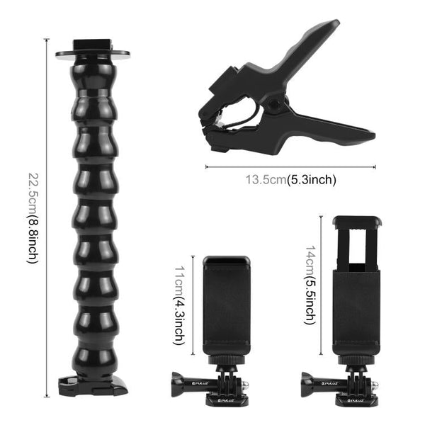PULUZ Action Sports Cameras Jaws Flex Clamp Mount with Phone Clamp