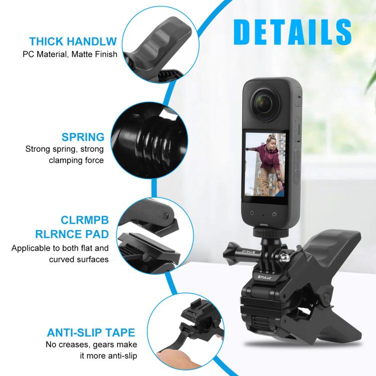 PULUZ Action Sports Cameras Jaws Flex Clamp Mount with Phone Clamp