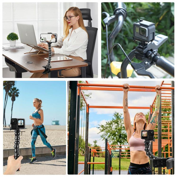 PULUZ Action Sports Cameras Jaws Flex Clamp Mount with Phone Clamp