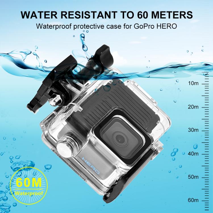 For GoPro HERO 4K 2024 PULUZ 60m / 196ft Waterproof Housing Protective Case with Buckle Basic Mount & Screw