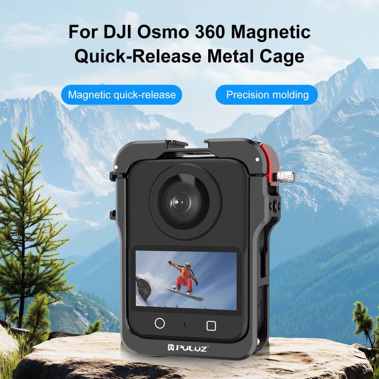 For DJI Osmo 360 PULUZ Aluminum Alloy Protective Cage Expansion Frame with Lens Cover