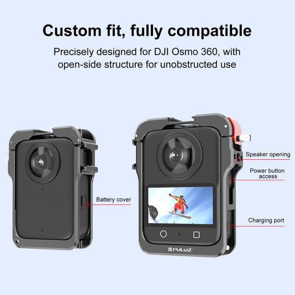 For DJI Osmo 360 PULUZ Aluminum Alloy Protective Cage Expansion Frame with Lens Cover