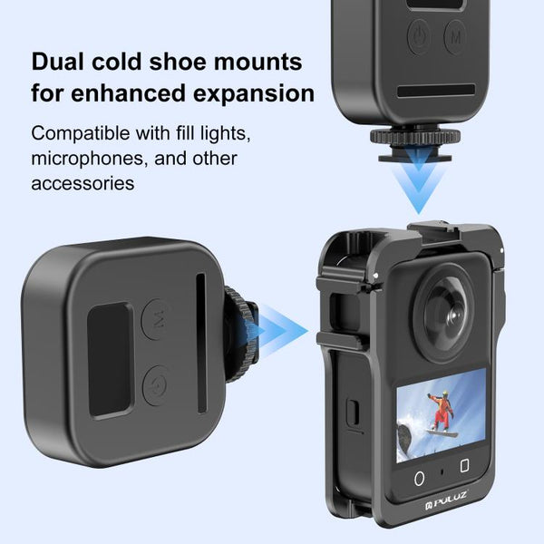 For DJI Osmo 360 PULUZ Aluminum Alloy Protective Cage Expansion Frame with Lens Cover