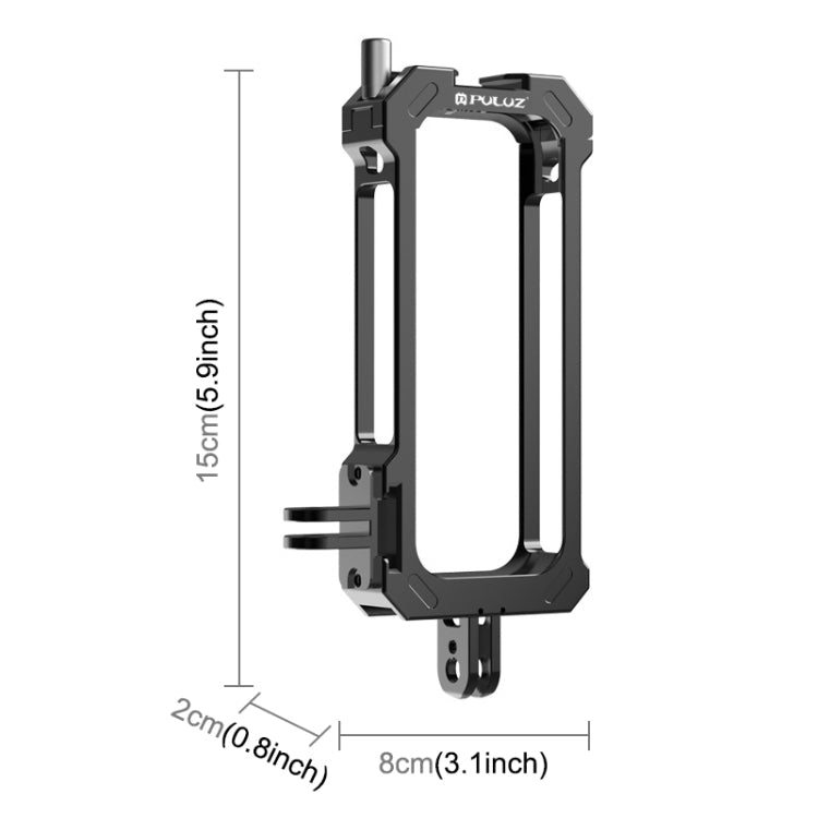 For Insta360 X3 PULUZ Metal Protective Cage Rig Housing Frame with Expand Cold Shoe Base & Tripod Adapter