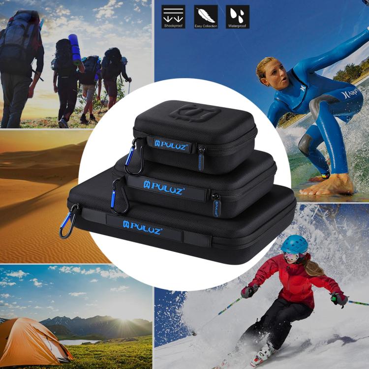 PULUZ Waterproof Carrying and Travel Case for GoPro, DJI Osmo Action and other Sport Cameras Accessories, Small Size: 16cm x 12cm x 7cm
