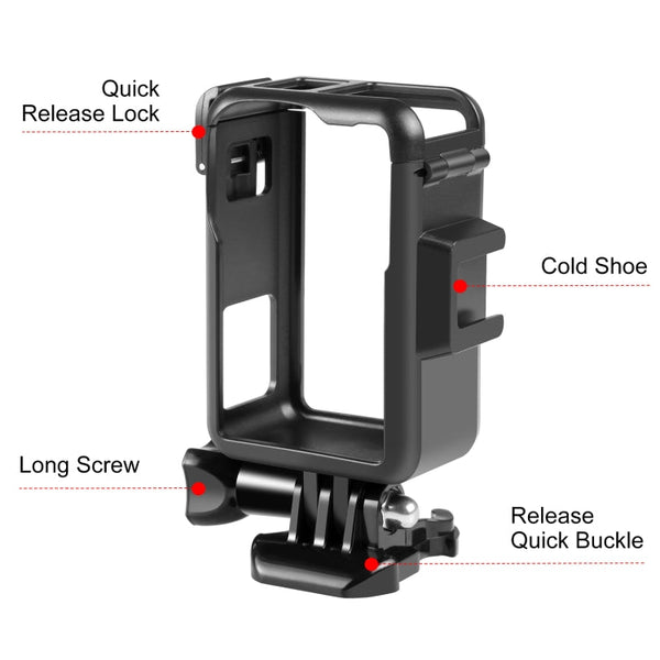 For DJI Osmo Action 4 / 3 PULUZ Vertical Plastic Protective Frame Cage with Cold Shoes
