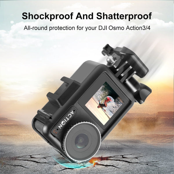For DJI Osmo Action 4 / 3 PULUZ Vertical Plastic Protective Frame Cage with Cold Shoes