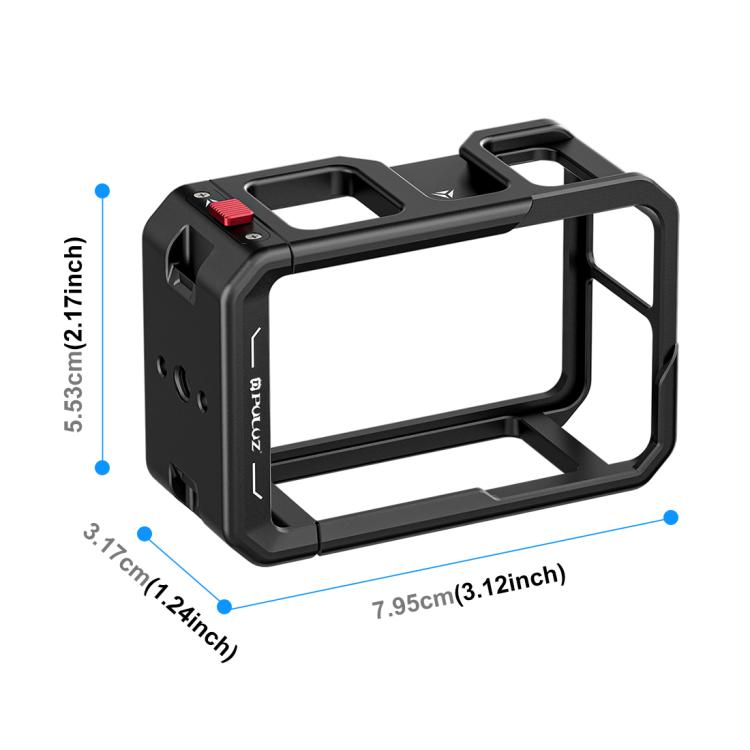 For DJI Osmo Action 5 Pro / 4 / 3 PULUZ All-inclusive Aluminum Alloy Cage Expansion Adapter Frame with Lens Cover
