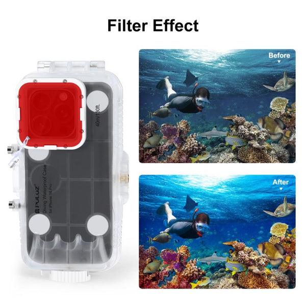 For iPhone 16 Pro PULUZ 40m/130ft Waterproof Diving Case Photo Video Taking Underwater Housing Cover