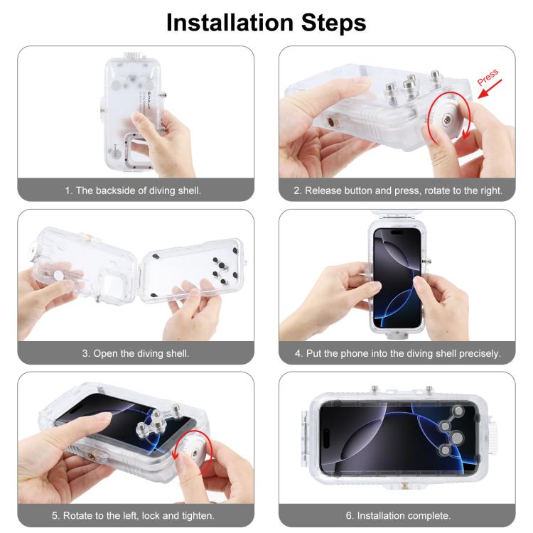 For iPhone 16 Pro PULUZ 40m/130ft Waterproof Diving Case Photo Video Taking Underwater Housing Cover