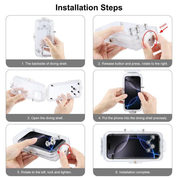 For iPhone 16 Pro PULUZ 40m/130ft Waterproof Diving Case Photo Video Taking Underwater Housing Cover