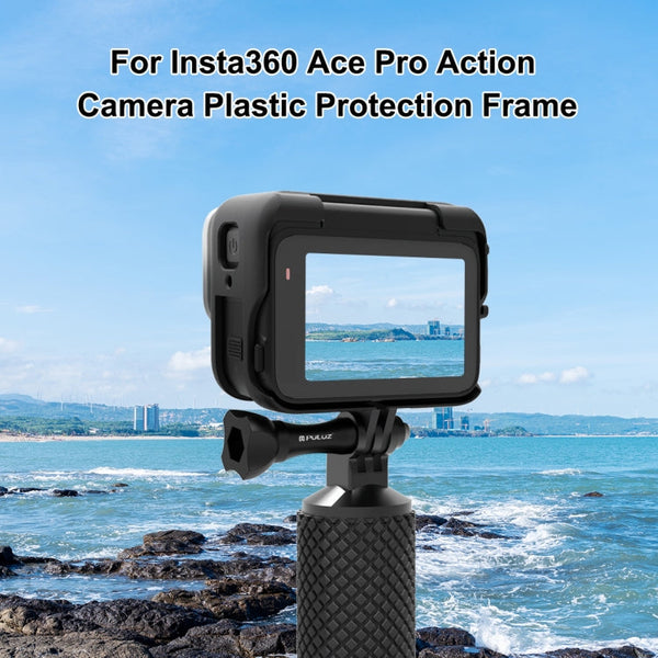 For Insta360 Ace Pro PULUZ Plastic Cage Expansion Adapter Frame with Cold Shoe Base, For Insta360 Ace Pro Plastic Cage
