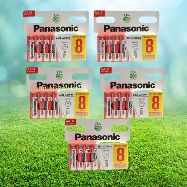 40x AA Panasonic Zinc Carbon Batteries - New R6 1.5V