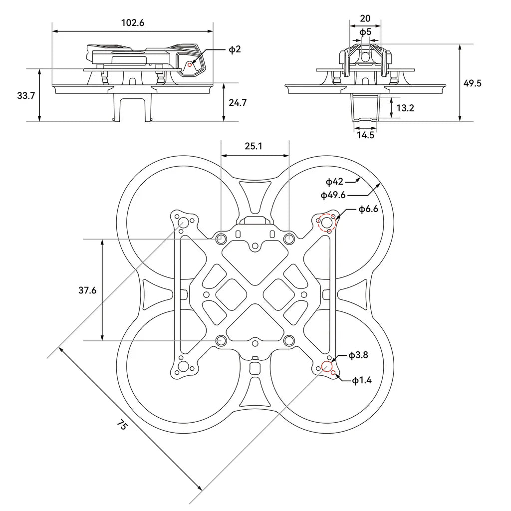 Pavo Femto Brushless O4 Whoop Frame