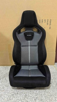 JIABEIR (Manufactured and Dispatched from China) Black Suede with Silver Mesh Full Fibreglass Back RECARO CS Style Model - Sports Car / Racing Sim x1 Individual Bucket Seat JBR1039RTF