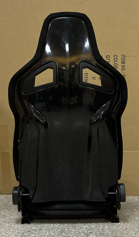 JIABEIR (Manufactured and Dispatched from China) Black Suede with Silver Mesh Full Fibreglass Back RECARO CS Style Model - Sports Car / Racing Sim x1 Individual Bucket Seat JBR1039RTF