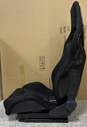 JIABEIR (Manufactured and Dispatched from China) Black Suede with Silver Mesh Full Fibreglass Back RECARO CS Style Model - Sports Car / Racing Sim x1 Individual Bucket Seat JBR1039RTF