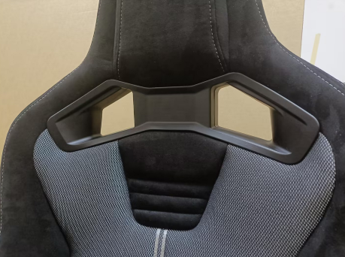 JIABEIR (Manufactured and Dispatched from China) Black Suede with Silver Mesh Full Fibreglass Back RECARO CS Style Model - Sports Car / Racing Sim x1 Individual Bucket Seat JBR1039RTF