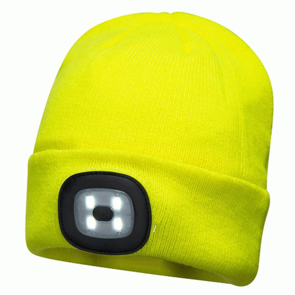Portwest B029 USB Rechargeable LED Headlight Beanie Various Colours