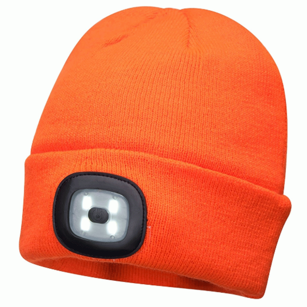 Portwest B029 USB Rechargeable LED Headlight Beanie Various Colours