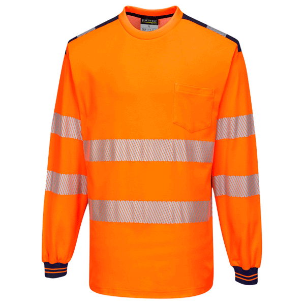 Portwest T185 PW3 Hi-Vis Long Sleeve Work T-Shirt Various Colours