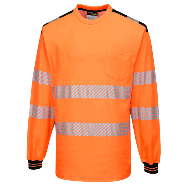 Portwest T185 PW3 Hi-Vis Long Sleeve Work T-Shirt Various Colours