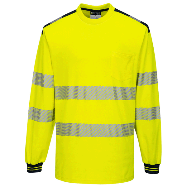 Portwest T185 PW3 Hi-Vis Long Sleeve Work T-Shirt Various Colours
