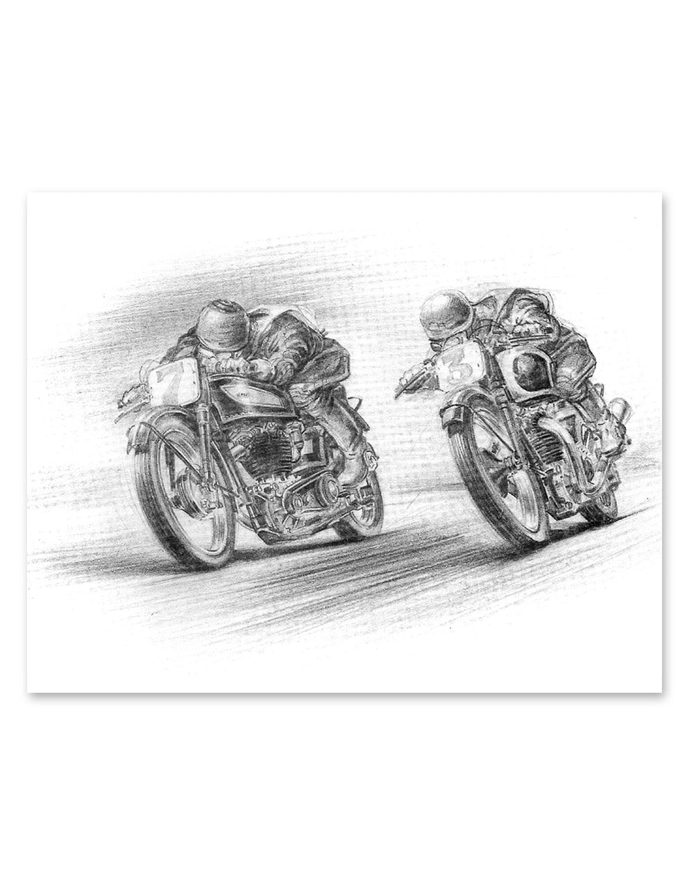 Norton v Triumph Race Print Wall Art