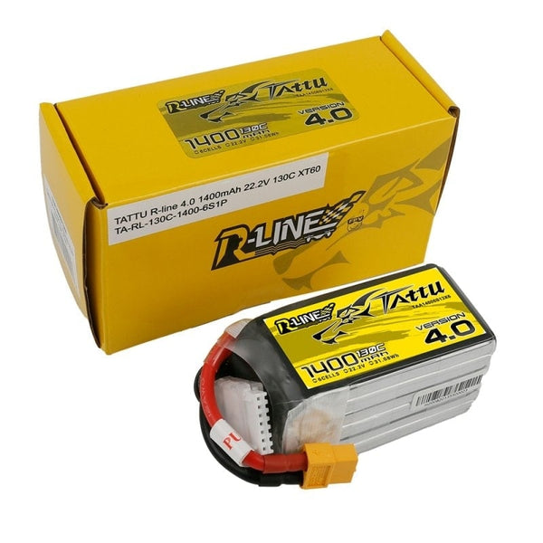Tattu R-Line Version 4.0 1400mAh 22.2V 130C 6S1P Lipo Battery Pack (XT60)