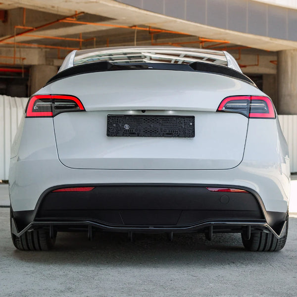OW Rear Bumper Lower Diffusor Splitter Valance TESLA Model Y 2020-2025 Gloss Black ABS Plastic Screws On
