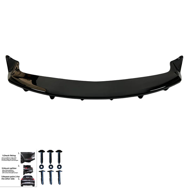 OW Rear Bumper Lower Diffusor Splitter Valance TESLA Model Y 2020-2025 Gloss Black ABS Plastic Screws On