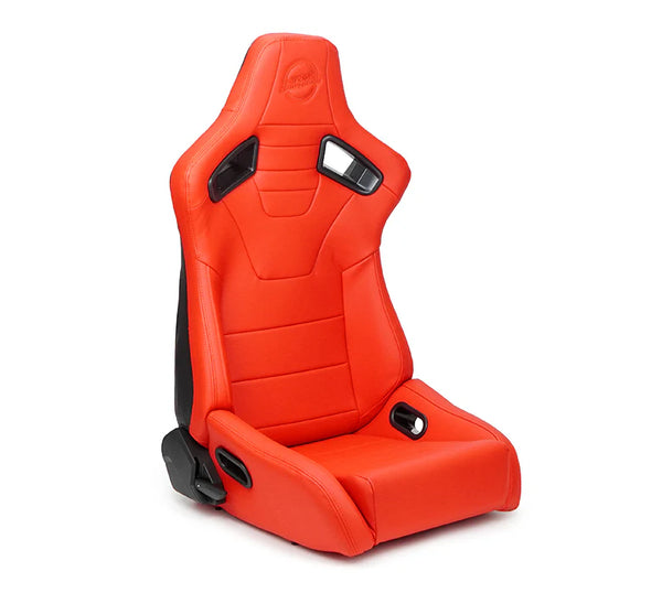 NRG Innovations PRISM RSC-750RD/BK L/R Omega Reclining Aftermarket Car Van Motorhome RV Bucket Seats - Lambo Orange