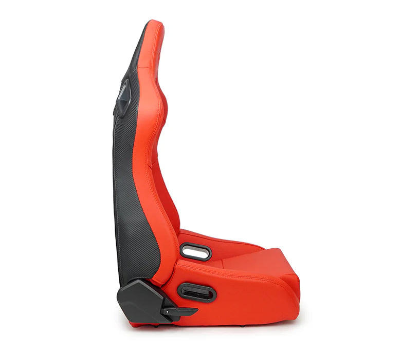 NRG Innovations PRISM RSC-750RD/BK L/R Omega Reclining Aftermarket Car Van Motorhome RV Bucket Seats - Lambo Orange