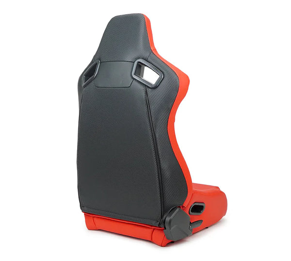 NRG Innovations PRISM RSC-750RD/BK L/R Omega Reclining Aftermarket Car Van Motorhome RV Bucket Seats - Lambo Orange