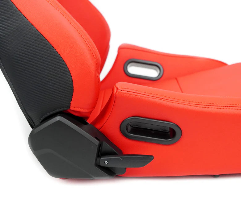 NRG Innovations PRISM RSC-750RD/BK L/R Omega Reclining Aftermarket Car Van Motorhome RV Bucket Seats - Lambo Orange