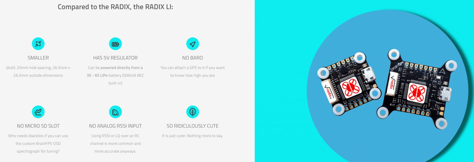 BrainFPV Radix Li 20x20 Flight Controller