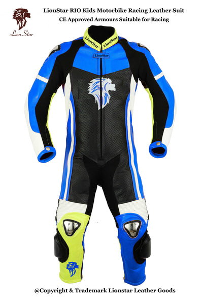 Lionstar Rio Leather Motorcycle Racing Suit - Adults & Kids CE Approved